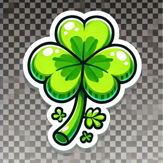 Vinyl sticker: Cartoon Style Bright Green Four-Leaf Clover Laptop Wall Car Window Bumper Sticker Decal Waterproof Auto Water Bottle (6)