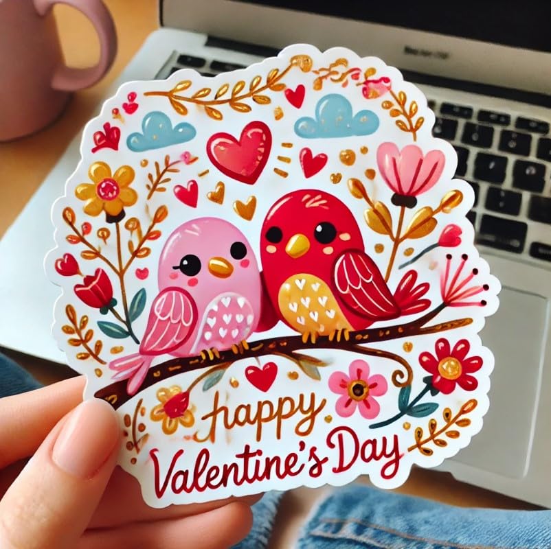 Vinyl sticker: Valentine's Day Romantic Heart Sticker with Lace Pattern for Car Window, Laptop, Bumper, Waterproof Decal for Truck, Auto, Water Bottle