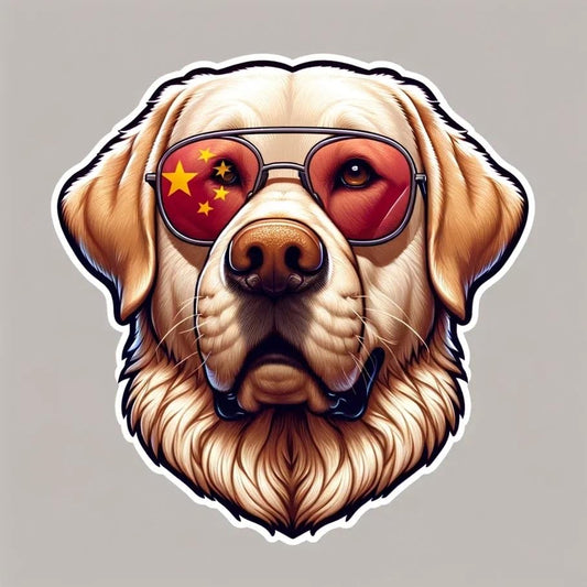 Vinyl sticker: Sticker Labrador Retriever Glasses Flag Star China Patriotic Dog Vinyl Decal American Flag & Cute Dogs in Glasses USA Pride Canine Waterproof Décor for Laptops Water Bottles Baby Room