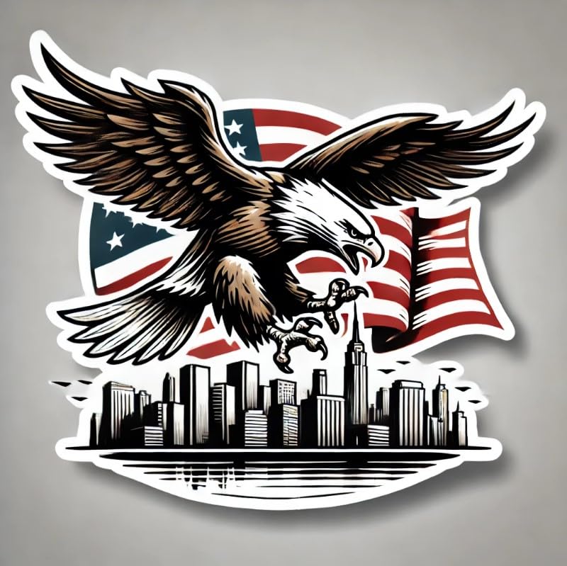 Vinyl sticker: Urban Patriot Eagle with American Flag Wall Sticker for Car, Laptop, Window, Bumper, Waterproof Vinyl Decal for Trucks, Auto, Water Bottles