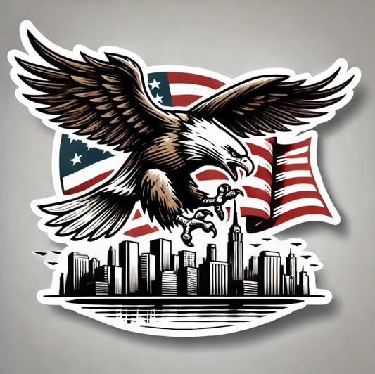 Vinyl sticker: Urban Patriot Eagle with American Flag Wall Sticker for Car, Laptop, Window, Bumper, Waterproof Vinyl Decal for Trucks, Auto, Water Bottles