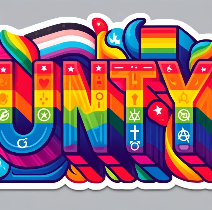 Vinyl sticker: Unity LGBTQ+ Pride Sticker Decal for Laptop, Wall, Car, Window, Bumper, Waterproof, Truck, Water Bottle