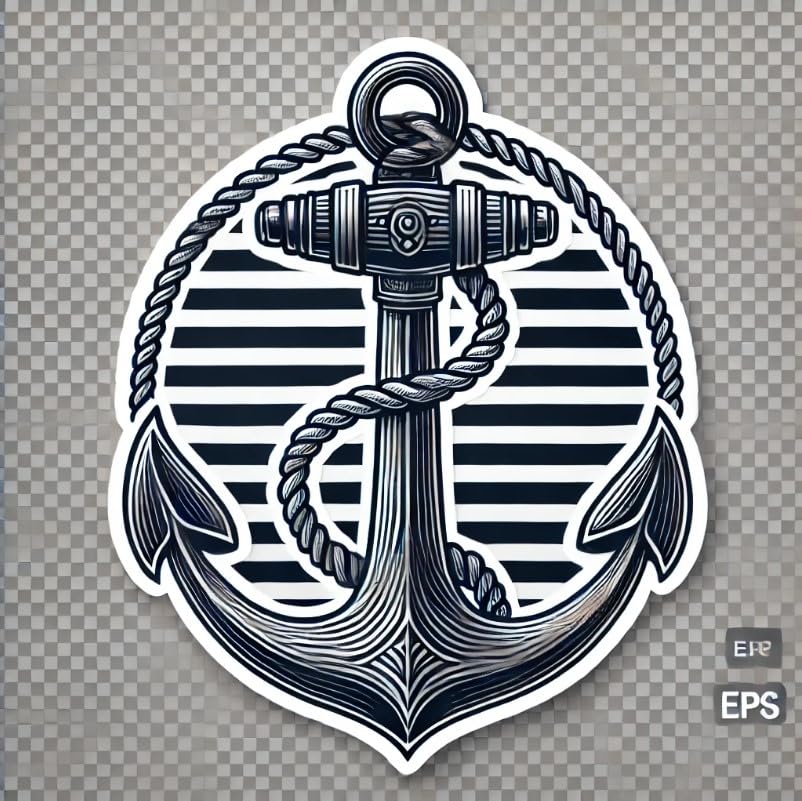 Vinyl sticker: Classic Anchor Sticker for Laptop, Wall, Car, Window, Bumper, Waterproof Decal for Truck, Auto, Water Bottle (4)