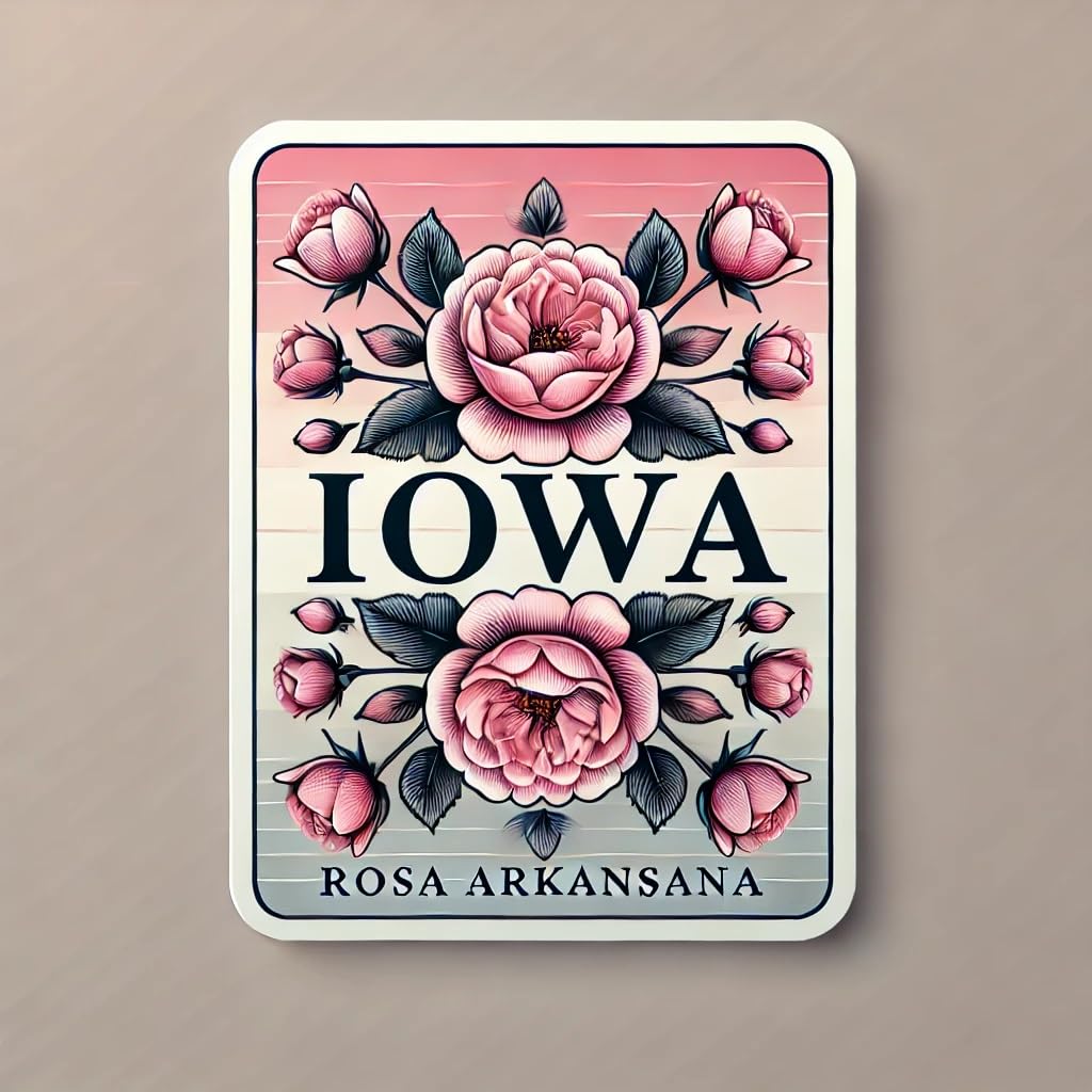 Vinyl sticker: Rosa Arkansana Iowa Modern Elegant Laptop Wall Car Window Bumper Sticker Decal Truck Waterproof Auto Water Bottle