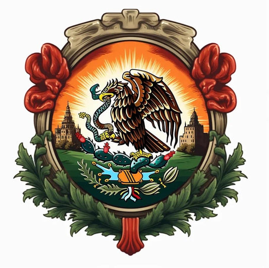Vinyl sticker: Sticker Emblem Snake Eagle Cactus Patriotic Mexico Vinyl Decal Waterproof Weather Resistant Letters Estado Aguila Mexican Flag Design Perfect for Car Truck Bumper Door Laptop Tumbler (4")
