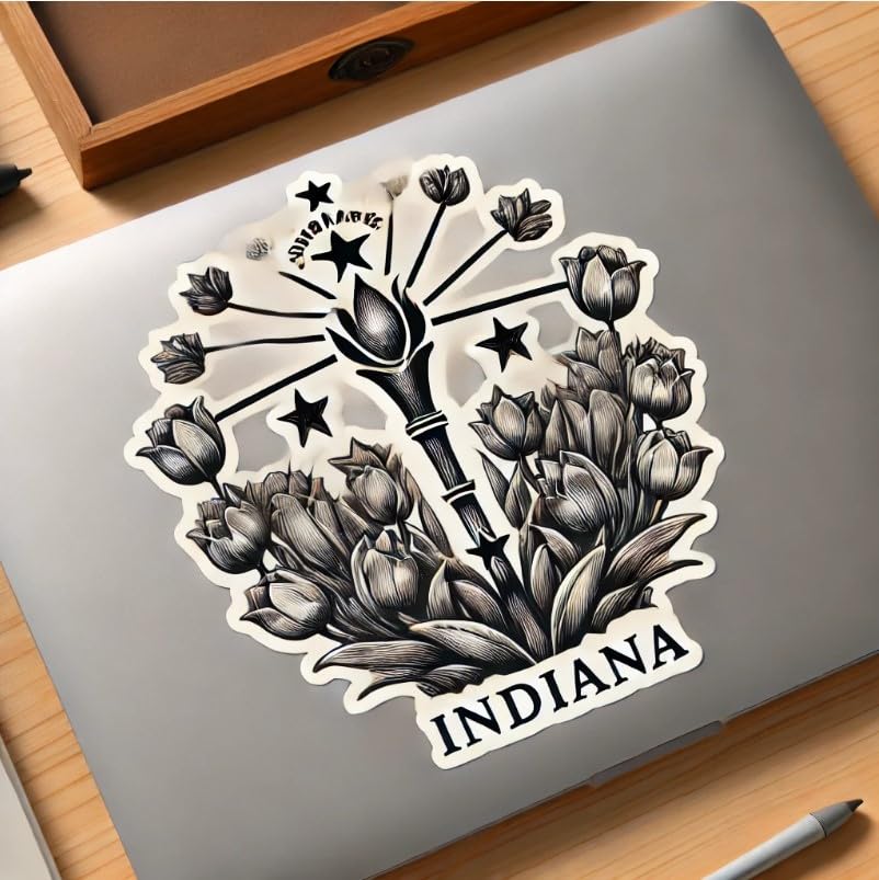 Vinyl sticker: Tulip Tree Indiana State Symbol Vinyl Sticker for Laptop, Wall, Car, Window, Bumper, Decal, Truck, Waterproof, Auto, Water Bottle