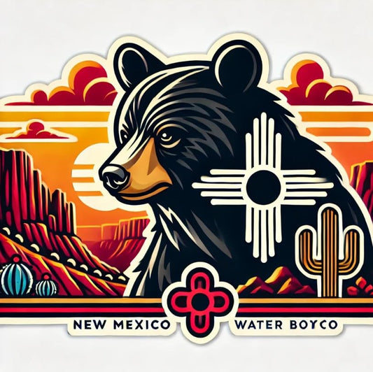 Vinyl sticker: Vintage New Mexico Black Bear Illustration Sticker for Laptop, Wall, Car, Window, Bumper, Waterproof Decal for Truck, Auto, Water Bottle (4)