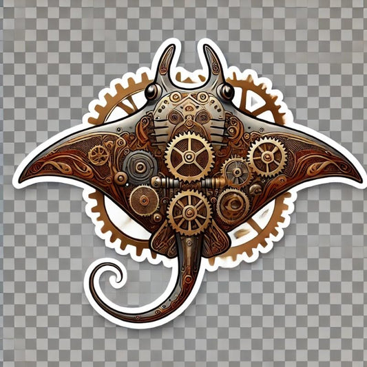Vinyl sticker: Steampunk Manta Ray Sticker for Laptop, Wall, Car, Window, Bumper, Waterproof Decal for Truck, Auto, Water Bottle (6)