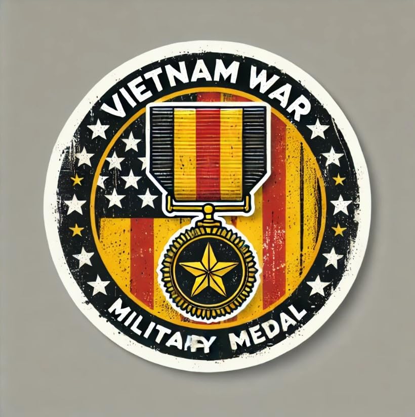 Vinyl sticker: Vietnam War Military Medal Stickers - Vintage Decals for Cars, Laptops, Bumpers, and Windows Variation 3