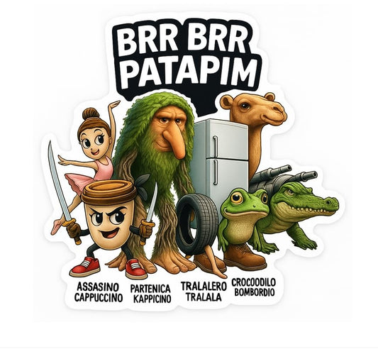Vinyl sticker: BRR BRR Patapim Meme Squad Sticker for Laptop Wall Car Window Bumper Truck Auto Water Bottle – Boneca Ambalabu, Frigo Camelo, Crocodilo Bombordiro, Cappuccino Assassino 4 in