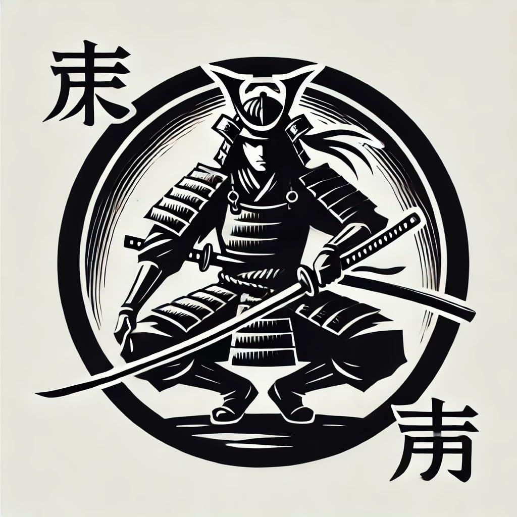 Vinyl sticker: Samurai Warrior in Defensive Stance Sticker for Laptop, Wall, Car, Window, Bumper, Truck, Waterproof Auto Water Bottle