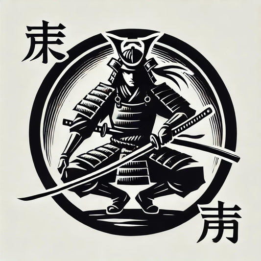 Vinyl sticker: Samurai Warrior in Defensive Stance Sticker for Laptop, Wall, Car, Window, Bumper, Truck, Waterproof Auto Water Bottle