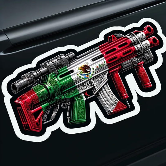 Vinyl sticker: Realistic Mexican Flag Colored RPG Sticker for Car, Window, Laptop, Truck, Bumper - No Outline, High-Detail Decal for Auto and Water Bottles