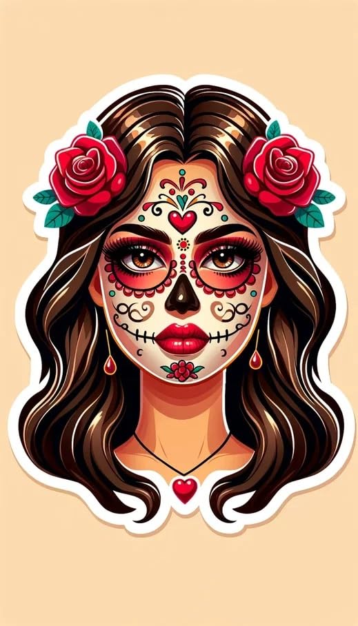 Vinyl sticker: Sticker Beautiful Calavera Catrina Patriotic Mexico Vinyl Decal Waterproof Weather Resistant Letters Estado Aguila Mexican Flag Design Perfect for Car Truck Bumper Laptop Tumbler