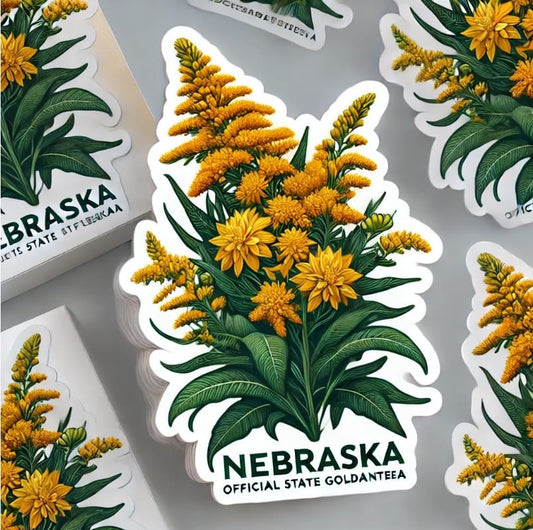 Vinyl sticker: Solidago Gigantea Nebraska State Flower Laptop Wall Car Window Bumper Sticker Decal Truck Waterproof Auto Water Bottle
