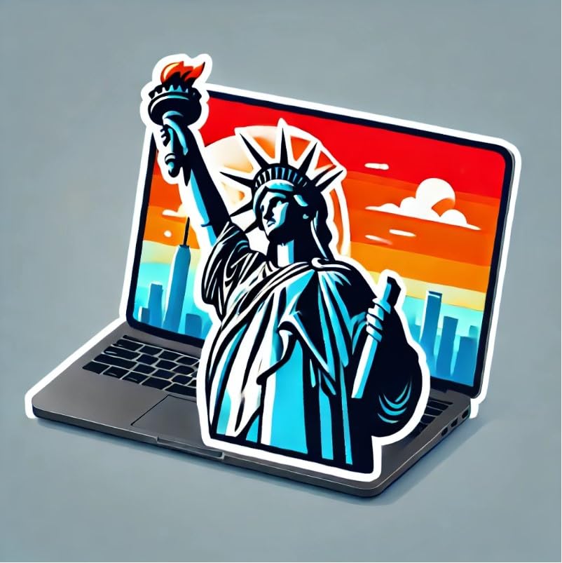 Vinyl sticker: Statue of Liberty Sticker – New York Skyline Decal for Laptop, Car, Bumper, Window, Water Bottle – Bright Patriotic Design, Waterproof Vinyl (4)