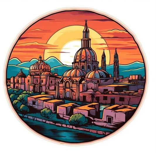 Vinyl sticker: Sticker Waterproof Attractions Beautiful Building Patriotic Mexico Vinyl Decal Waterproof Weather Resistant Letters Estado Aguila Mexican Flag Design Perfect for Car Truck Bumper Laptop Tumbler (8")