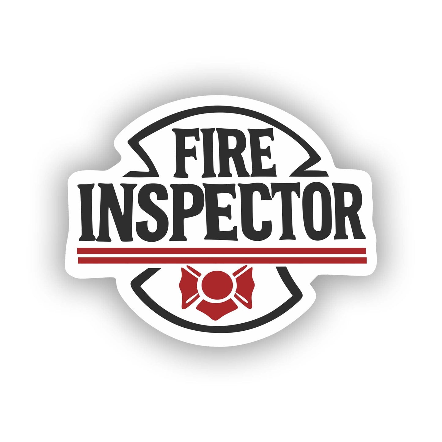 Vinyl sticker: Durable FIRE Inspector Curved Sticker - Uniform, Vehicle, Signage Patch, Bold Black Letters on White with Red Line (4)