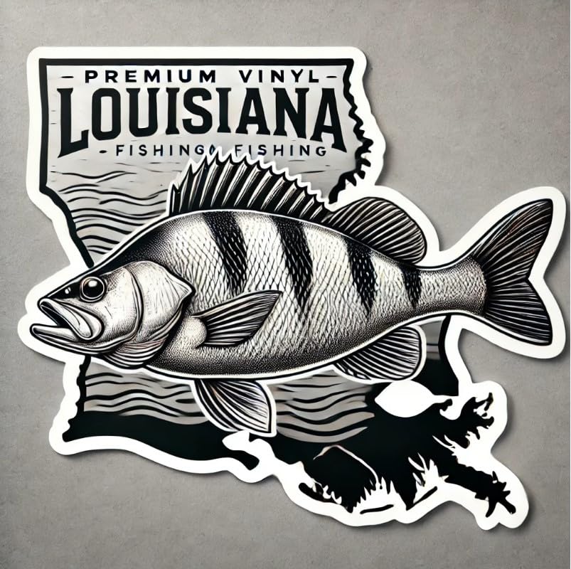 Vinyl sticker: White Perch Louisiana Fishing Decal Sticker for Laptop Car Window Bumper Truck Waterproof Auto Water Bottle. Variation 8