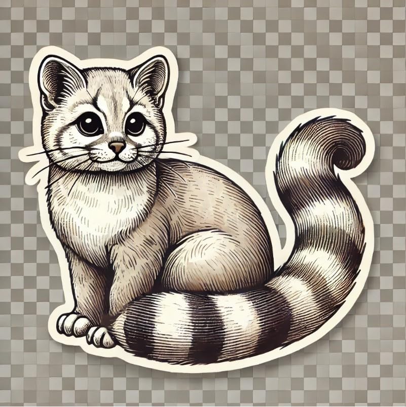 Vinyl sticker: Ring-Tailed Cat Vintage Art Laptop Wall Car Window Bumper Sticker Decal Truck Waterproof Auto Water Bottle (4)