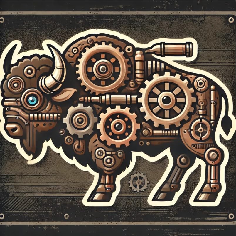 Vinyl sticker: Steampunk Buffalo Sticker for Laptop, Car, Wall, Bumper, Window, Truck, Waterproof Vinyl Decal for Water Bottle (6)