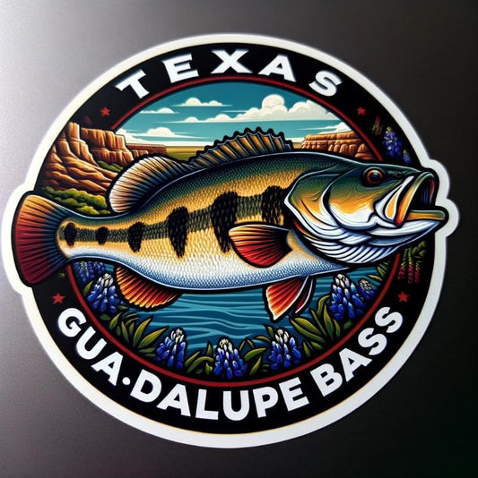 Vinyl sticker: Artistic Guadalupe Bass Sticker for Laptop, Wall, Car, Window, Bumper, Waterproof Decal for Truck and Water Bottle (6)