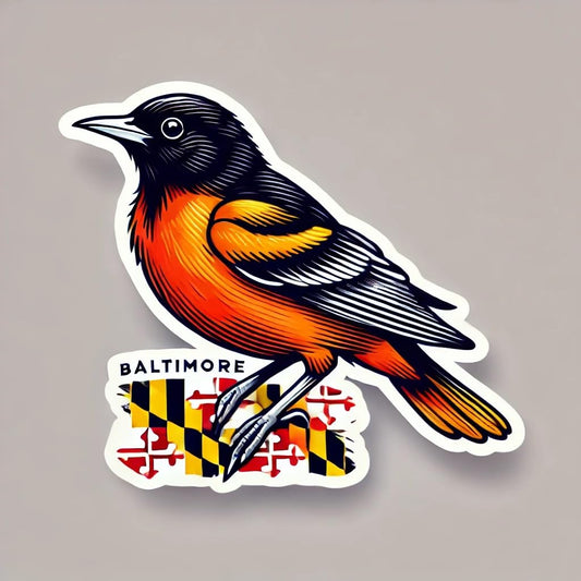 Vinyl sticker: Baltimore Oriole Bird Vinyl Sticker for Laptop Car Window Truck Auto Water Bottle Bumper Weatherproof Decal