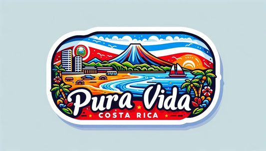 Vinyl sticker: Sticker Pura Vida Costa Rica Decal Embrace The Surf Sunset Wildlife Vibes for Car Truck Bumper Laptop Tumbler