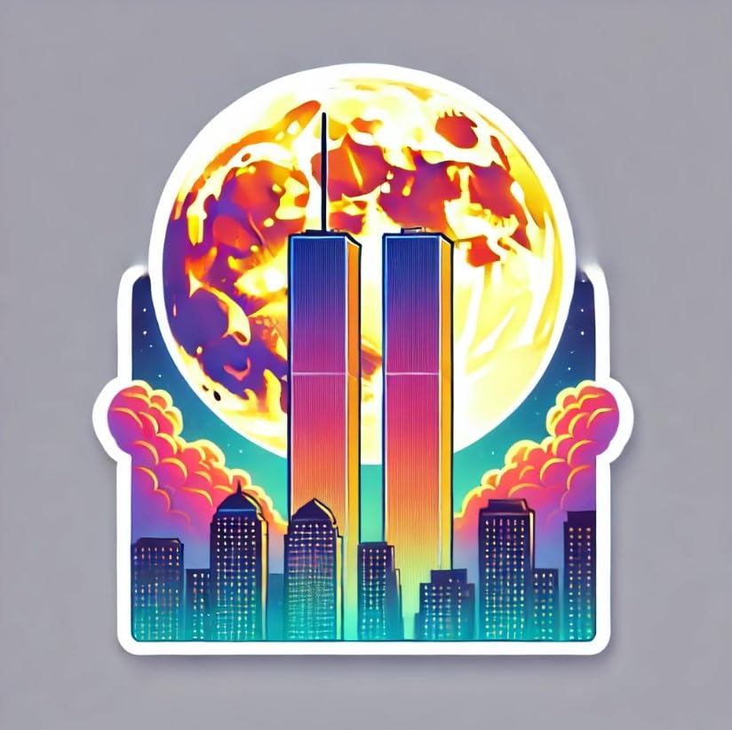 Vinyl sticker: Twin Towers with Peaceful Dove - 9/11 Memorial Laptop Wall Car Window Bumper Sticker Decal for Truck, Waterproof Auto Decoration, Water Bottle (4)