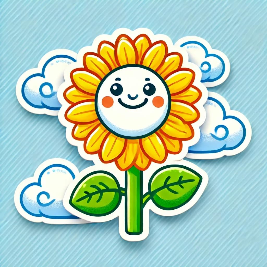 Vinyl sticker: Smiling Sunflower Sticker for Laptop, Wall, Car, Window, Bumper, Truck, Waterproof Auto Water Bottle