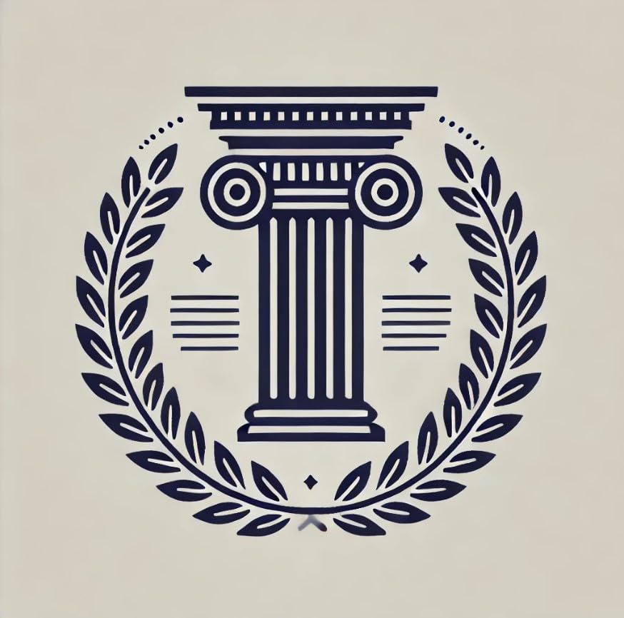 Vinyl sticker: Sleek Modern Column with Geometric Laurel Wreath