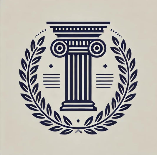 Vinyl sticker: Sleek Modern Column with Geometric Laurel Wreath