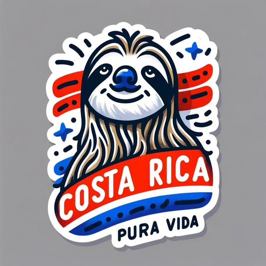 Vinyl sticker: Sticker Pura Vida Tropical Adventure Costa Rica Flag Sloth Animal Decal Embrace The Surf Sunset Wildlife Vibes for Car Truck Bumper Laptop Tumbler