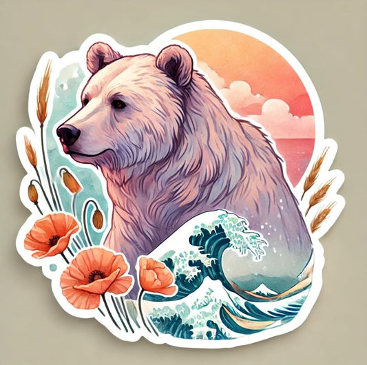 Vinyl sticker: California Grizzly Bear Watercolor Laptop Wall Car Window Bumper Sticker Decal Truck Waterproof Auto Water Bottle