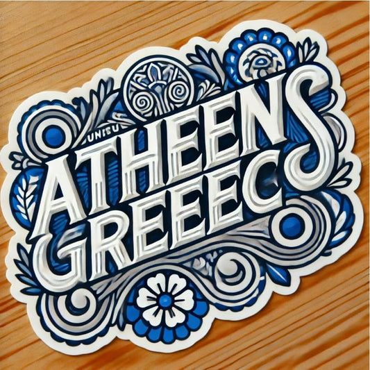 Vinyl sticker: Athens Greece Aesthetic Floral Sticker for Laptop, Wall, Car, Window, Bumper, Decal, Truck, Waterproof, Auto, Water Bottle