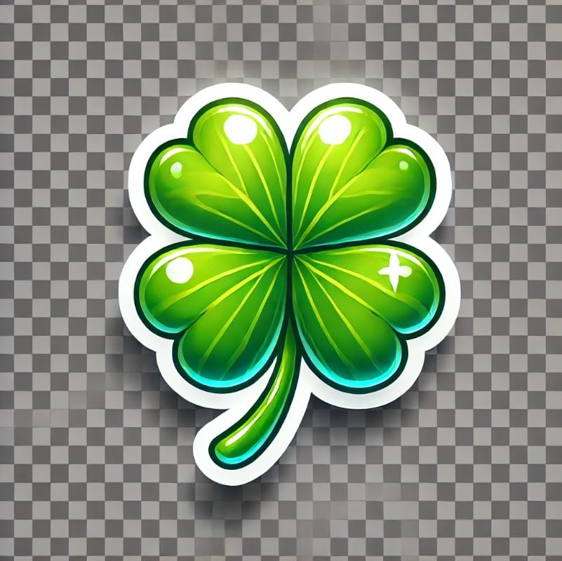 Vinyl sticker: Bright Green Four-Leaf Clover Laptop Wall Car Window Bumper Sticker Decal Waterproof Auto Water Bottle