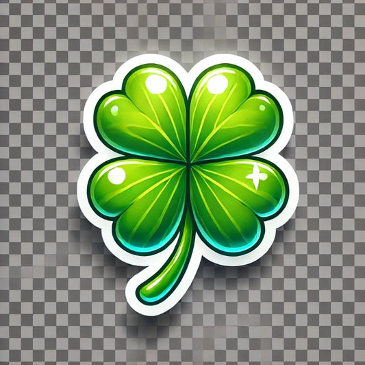 Vinyl sticker: Bright Green Four-Leaf Clover Laptop Wall Car Window Bumper Sticker Decal Waterproof Auto Water Bottle