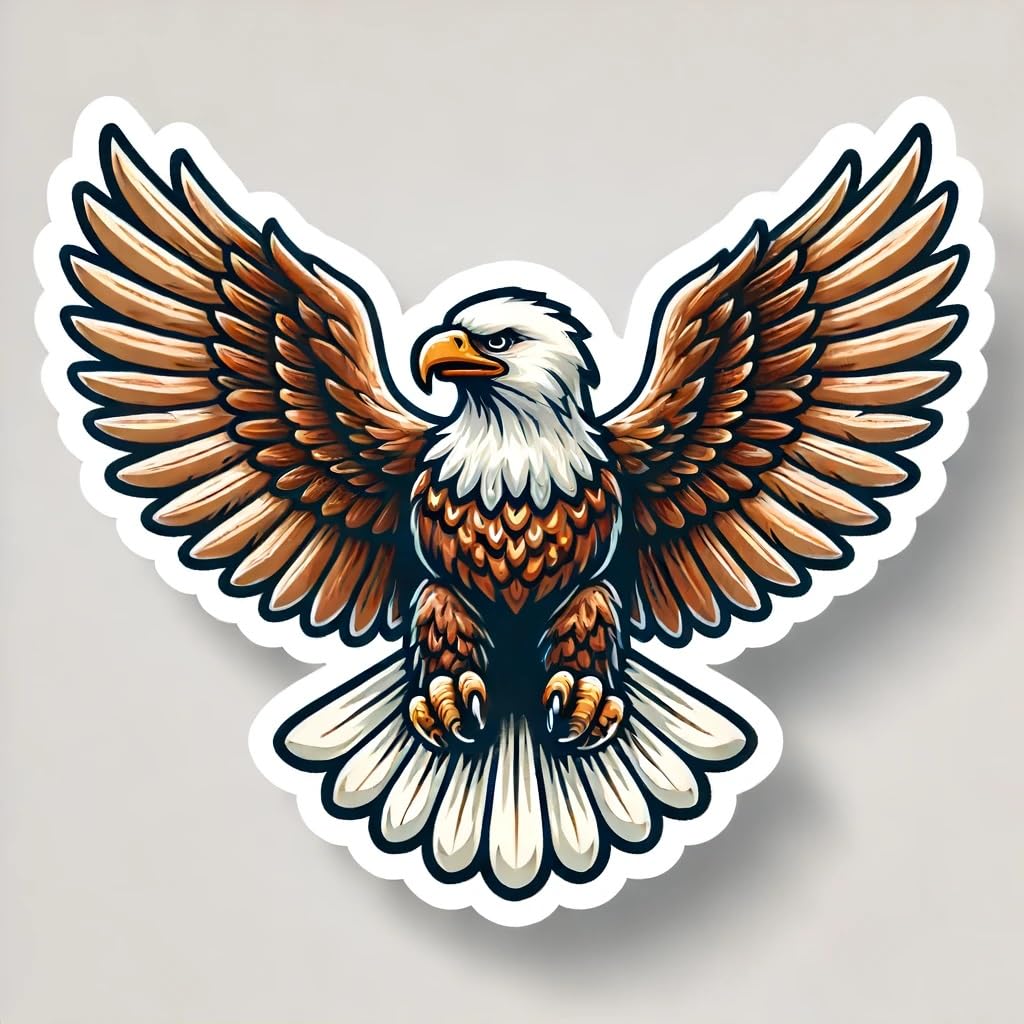 Vinyl sticker: Classic Bald Eagle Sticker - Vibrant Vinyl Decal for Laptop, Wall, Car, Window, Bumper, Truck, Water Bottle - Eagle with Spread Wings Design