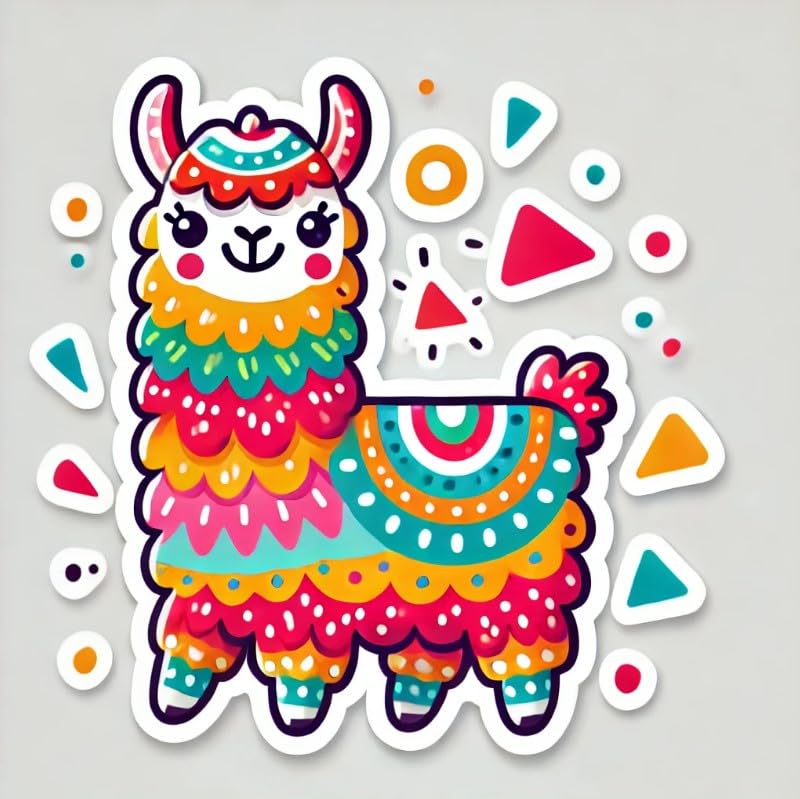 Vinyl sticker: Colorful Llama Laptop, Wall, Car, Window, Bumper Sticker Decal – Bright Llama Design for Truck, Water Bottle, Auto – Waterproof Vinyl Sticker for Personalization