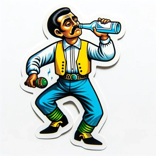 Vinyl sticker: Cheerful Drunkard El Borracho Mexican Art Vinyl Stickers Waterproof Fade-Resistant Decals for Cars Laptops Windows Humorous Cultural Decor