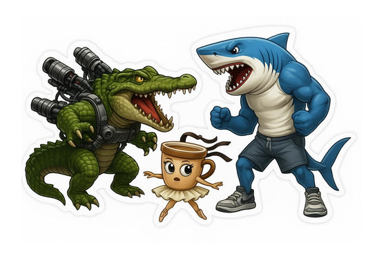 Vinyl sticker: Tralalero Tralala & Ballerina Cappuccina Vinyl Sticker for Laptop Wall Car Window Bumper Truck Auto Water Bottle – Meme Duo Full Body Waterproof Decal 4 in