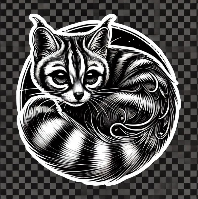 Vinyl sticker: Ring-Tailed Cat Gothic Art Laptop Wall Car Window Bumper Sticker Decal Truck Waterproof Auto Water Bottle