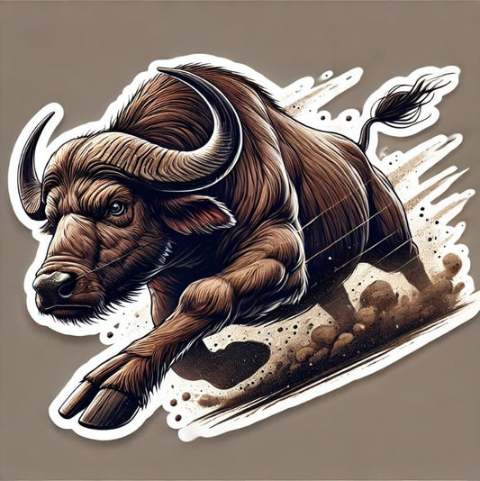 Vinyl sticker: Realistic Fierce Charging Buffalo Sticker Decal for Laptop, Wall, Car, Window, Bumper, Truck, Water Bottle - Durable Vinyl Sticker for Auto and Home Decor. #2