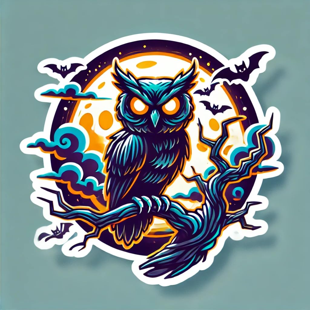 Vinyl sticker: Vampire Halloween Sticker - Sinister Vampire with Haunted Castle, Waterproof Vinyl Decal for Laptop, Wall, Car, Window, Bumper, Truck, and Water Bottle (8)