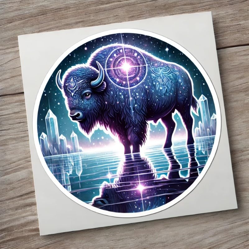 Vinyl sticker: Crystalline Lake Bison Wall Sticker for Car, Laptop, Window, Bumper, Waterproof Vinyl Decal for Trucks, Auto, Water Bottles