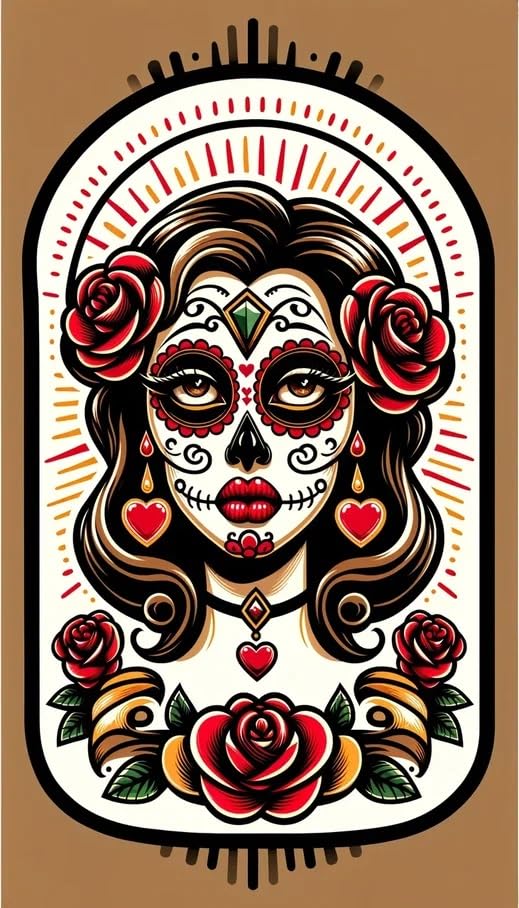 Vinyl sticker: Sticker Attractive La Catrina Skull Flowers Patriotic Mexico Vinyl Decal Waterproof Weather Resistant Letters Estado Aguila Mexican Flag Design Perfect for Car Truck Bumper Laptop Tumbler