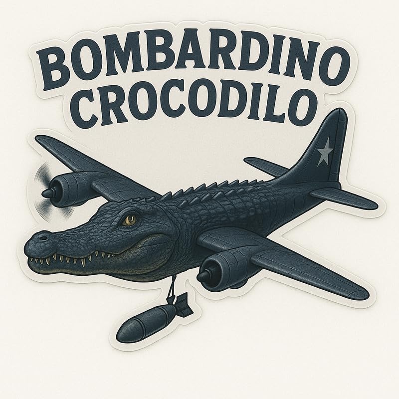 Vinyl sticker: Waterproof Bombardino Crocodilo Sticker for Laptop Wall Car Window Bumper Decal Truck Auto Water Bottle – Nuclear Steampunk Reptile Bomber Hybrid Art 4in