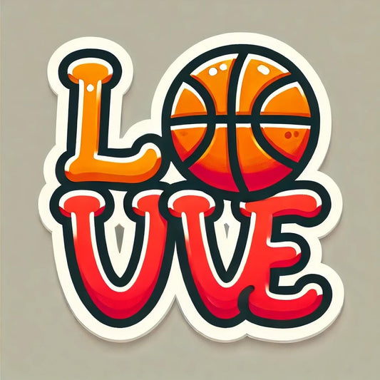 Vinyl sticker: Basketball Love Funny Decal Sticker for Laptop, Wall, Car, Window, Bumper, Truck, Waterproof Auto, and Water Bottle - Bold Love Design with Basketball