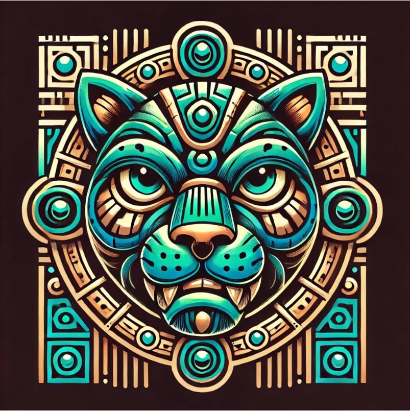 Vinyl sticker: Aztec Jaguar Mask Warrior Vinyl Sticker for Laptop, Wall, Car, Window, Bumper, Waterproof Decal for Truck, Auto, Water Bottle.