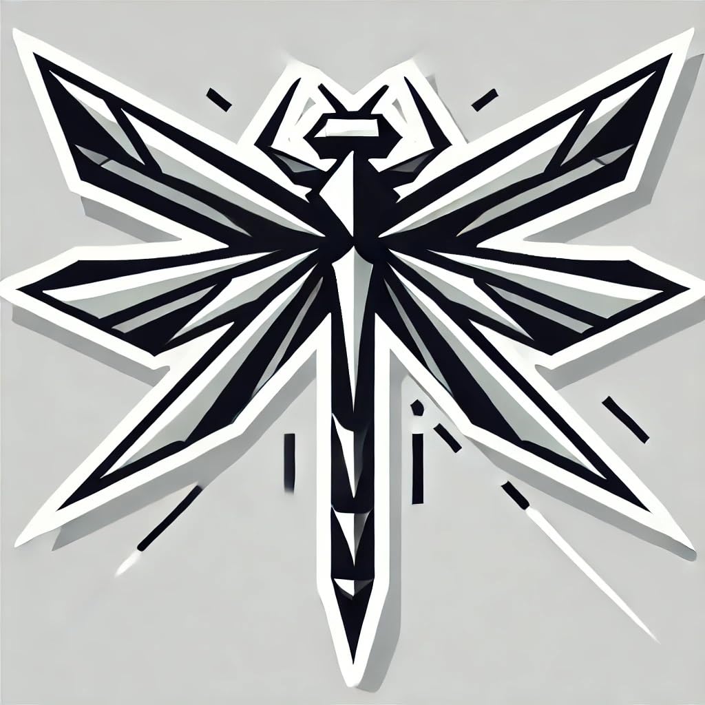 Vinyl sticker: Geometric Dragonfly Laptop Wall Car Window Bumper Sticker – Clean Modern Lines Monochrome Decal for Truck, Auto, Water Bottle, Waterproof
